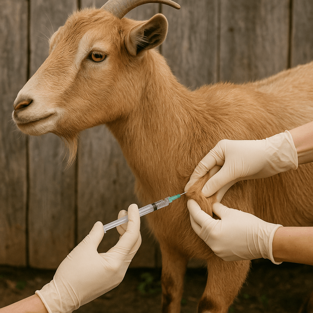 SubQ injection in a goat