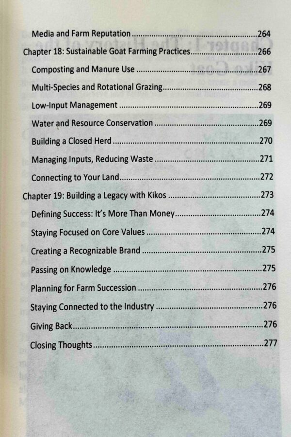 Raising Kiko Goats Table of Contents