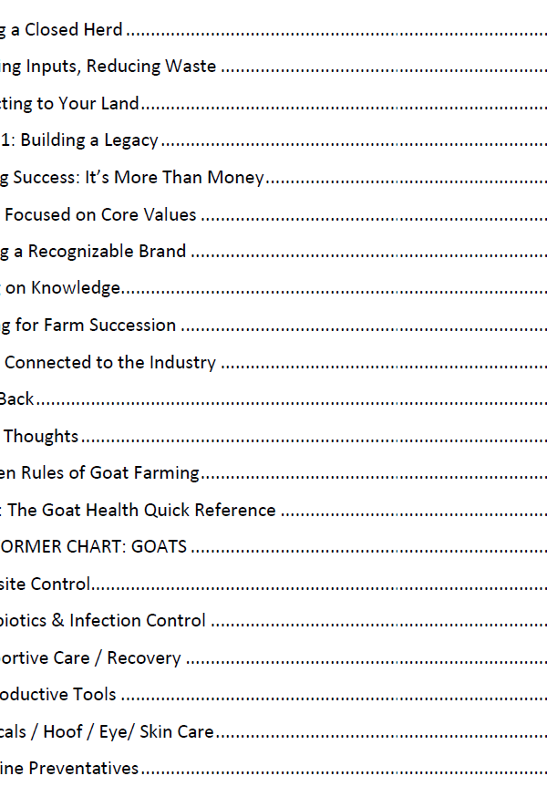Raising Kiko Goats TOC 8